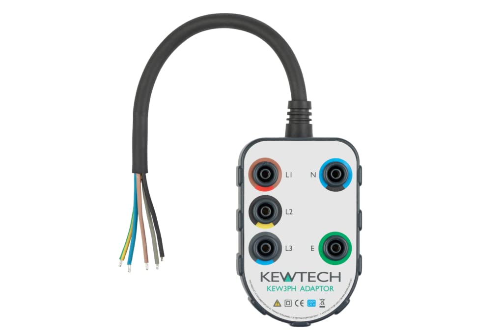 Kewtech KEW3PH 3 Phase Testing Adaptor, 4mm Lead Compatible Flying Lead for Industrial Plug For Continuity, Insulation & Loop Testing
