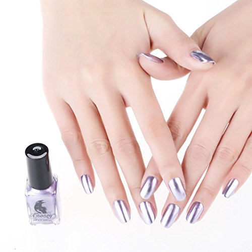 SMYTShop Nail Polish, Mirror Long Lasting Nail Polish Plating Silver Paste Metal Widest Color Stainless Steel (Light Purple)