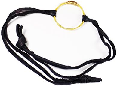Restrung Jewelry Black Hand Crafted Gold Recycled Guitar String and Deerskin Leather Eternity Bracelet