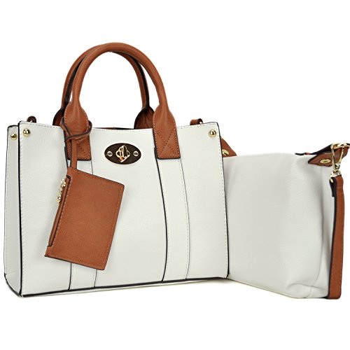 Women Handbag 3 Pieces Set Leather Shoulder Bag Satchel Purse 3 in 1 Simple Design White - Thumbnail 7