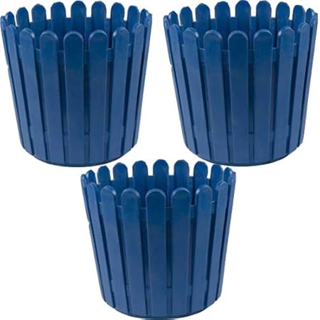 Antier Round VIP Plastic Flower Pot/Plastics Planter Gamla for Plant Holder (Size 12 Inch,Dark Blue, Pack of 3)