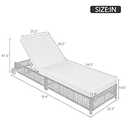MoBtovs Rattan Outdoor Lounge Chair with 5-Position