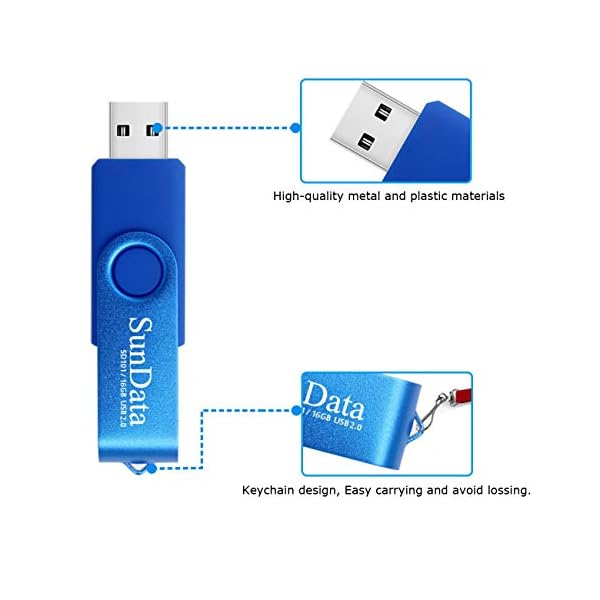SunData 16GB USB Stick 4 Stück USB 2.0 Speicherstick Flash-laufwerke Rotate Metall (4 Mischfarben: Blau, Grün, Lila, Rosa) – Bild 7
