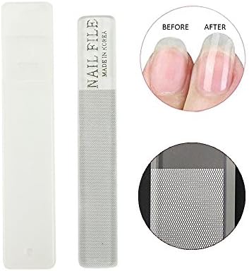 NMKL Crystal Glass Nail Files with Case - Multipurpose Nail Shiner Buffer for Natural and Acrylic Nails Buffing Polsihing Fingernails - Professional Manicure Pedicure Nail Care Gift (Translucent)
