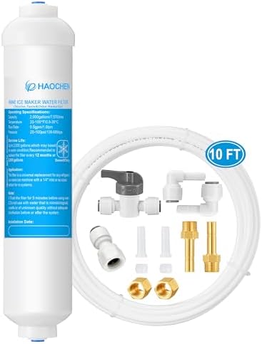HAOCHEN Inline Water Filter for Ice Maker and Refrigerator,Include 1/4 ...