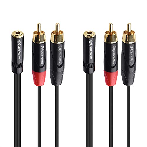Cable Matters 2-Pack RCA to 3.5mm Female Stereo Audio Splitter Cable 3.3 ft / 1m (Dual 3.5mm Female to RCA Adapter) in Black