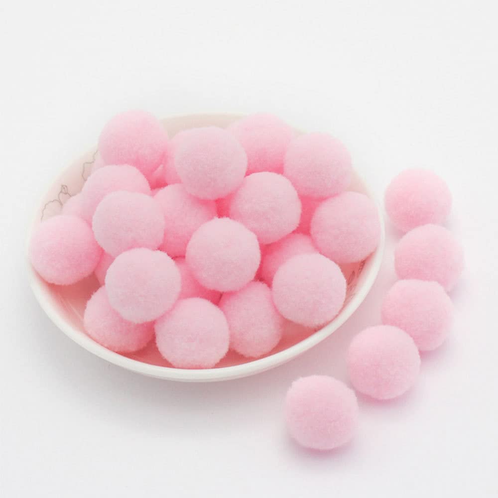 20 mm Approx. 50 Pieces Colourful Mini Pompoms for Crafts Felt Balls Colourful Pom Pom Balls Small Pompoms Fluffy Plush Balls for Decorating Sewing DIY Creative Crafts Light Pink