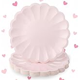 NatNarr 30 Pcs Pink Paper Plates 9.5 In Valentine’s Pink Plates Scalloped Party Plate with Shell Edge for Wedding Valentines Day Birthday Baby Shower Bridal Shower