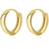 BOZONY 18K Gold Plated Hypoallergenic Cuff Earrings Small Huggie Earrings for women, 13mm, Brass