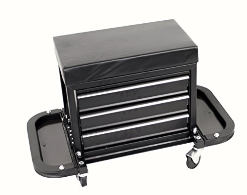 MaxWorks MW-0206 3-Drawer Rolling Tool Chest Seat (With Magnetic Side Trays),1 Pack