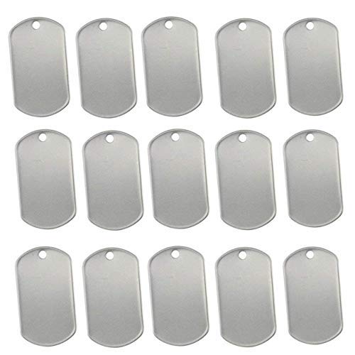 TinaWood 100PCS Blank Bulk Dog Tags for Stamping/ Engraving Shiny