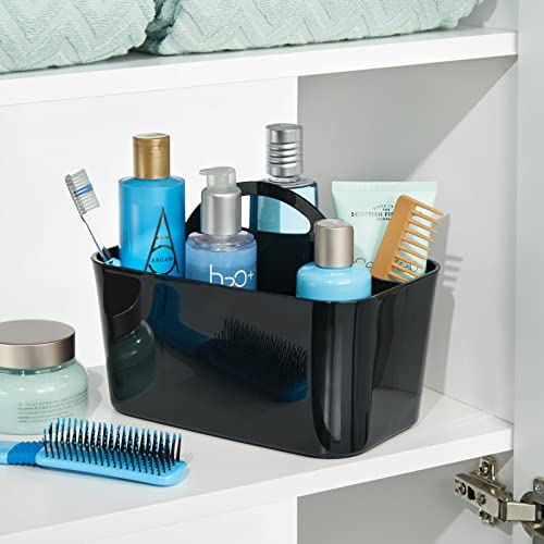 mDesign Plastic Men's Grooming Storage Organizer Caddy Tote Divided Basket Bin, Handle for