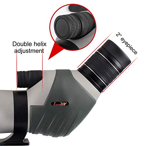 20-60x62 Zoom Waterproof Spotting Scope - HD 24mm BAK4 45-Degree Angled Big Eyepiece Dual Focus Telescope-Travel Scope with Smartphone Holder and Bag for Bird Watching Wildlife Target Shooting Hunting - Thumbnail 2