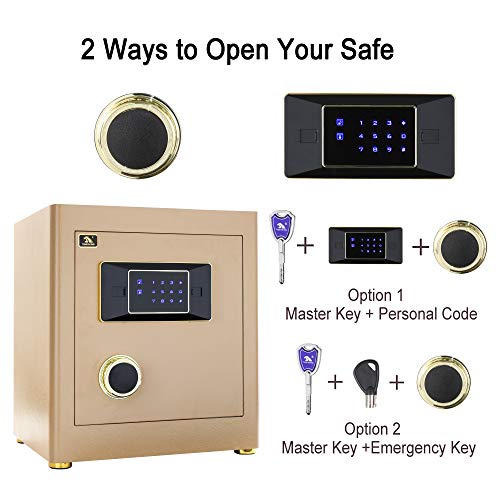 image for Digital Security Safe Box for Home Office Double Safety Key Lock and P