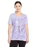 Just My Size Women`s Plus-Size Printed Short Sleeve V-Neck