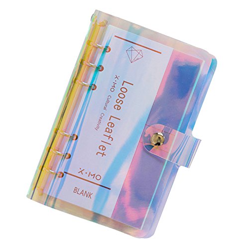 A6 A5 6-Holes Colorful PVC Cover Round Ring View Binder with Snap Button Closure File Folder (Laser, A6 Mini Set)