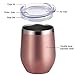 BBTO 2 Sets 12 oz Stainless Steel Stemless Wine Glass, Unbreakable Double Wall Insulate Cup Tumbler with Lids for Wine, Coffee, Including 2 Pieces Straws and 2 Pieces Brushes (Rose Gold)