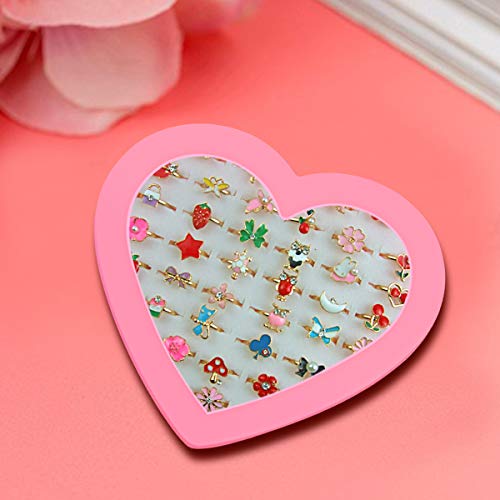 SUNMALL 36 pcs Little Girl Adjustable Rings in Box, No Duplication, Children Kids Jewelry Rings Set  - //coolthings.us