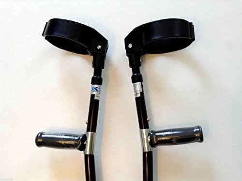 Walking Lightweight Adjustable Forearm Crutches Size M (Pair) (Black)