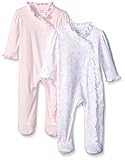 Little Me Girls' Newborn Baby Sweet Lovebirds Pink 2pk Footie One-Piece Sleeper