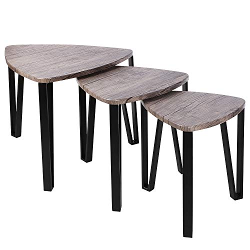 Homfa Nesting Coffee Tables, Set of 3 End Tables, Vintage Side Tables Bedroom, Nightstand Modern