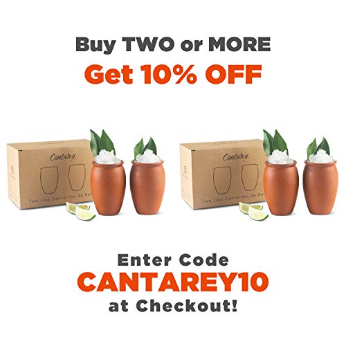 CANTAREY Cantaritos de Barro Cocktailgläser für Tequila, Margaritas, Mojitos und mehr, 340 ml, 2 Stück – Bild 7
