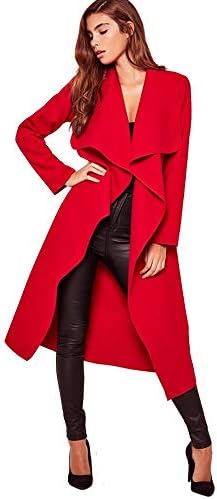 MUGHNIOMinni Rossa ® Women Italian Design Long Sleeve Ladies Belted Trench Waterfall Coat Long Jacket 8-22