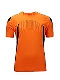 Men's Sport Athletic Active Moisture-wicking Short-sleeve Crew T-shirt Orange X-Large