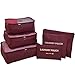 Hopsooken Travel Organizer Luggage Compression Pouches, Wine Red (6-Piece Set)