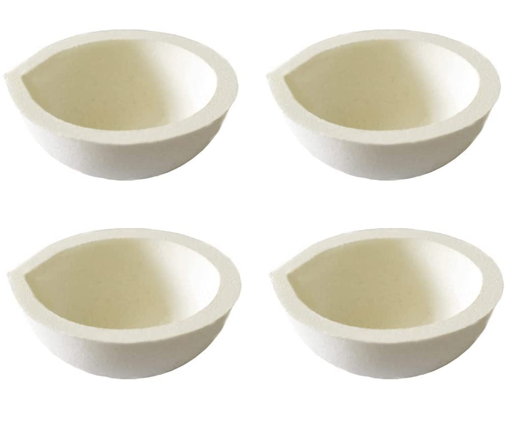 LLF Ceramic Crucible Bowl Dish Cup Furnace Melting Casting Refining Gold Silver (4pcs 250g)
