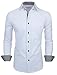 TAM WARE Men's Classic Slim Fit Contrast Inner Long Sleeve Dress Shirts
