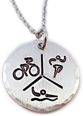 Triathlon Pie Disc Necklace - Engraved Jewelry - 1392