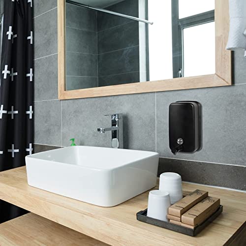 TERRIFI Soap Dispenser Wall Mount, 800ml/27 Fl.oz Commercial Wall Mounted Black Metal Wall Soap Dispenser, Strong Anti-rust and Waterproof for Bathrooms, Hotels, Restaurants