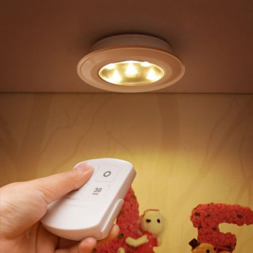 CONSTANCE 3W 5 LED Under Cabinet Cupboard Stair Light Wireless Lamp Remote Control Battery Power (Warm White)