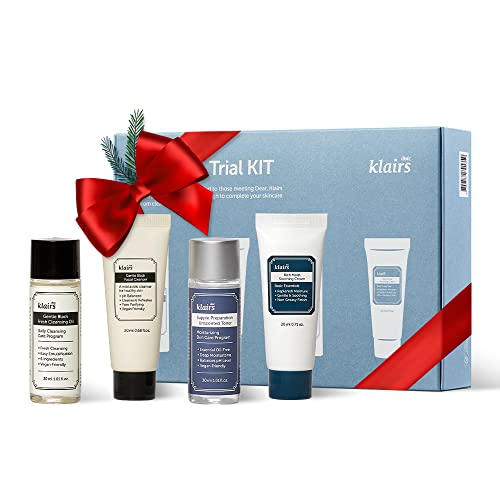 [DearKlairs] Skincare Trial Kits, 4 minis, cleansing oil, cleanser, toner, cream, Travel must haves, Gifts for Women, mom
