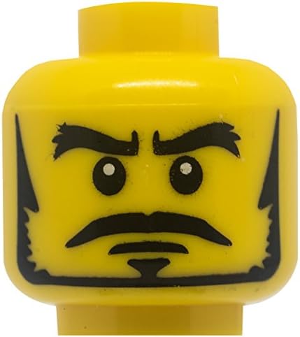 LEGO Minifigure Parts -- Head: Male Black Thick Eyebrows with Sideburns, Goatee &amp; Moustache (PACK OF 5)