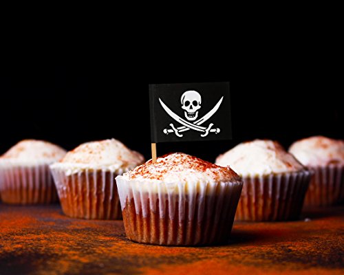 image for DelightBox 200 Count Pirate Flag Picks - Party Cocktail Toothpicks for