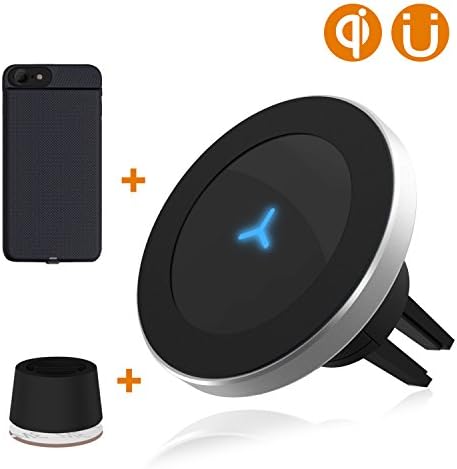 Dgtal Wireless Car Charging Kits, DGtal Magnetic Car Charger Mount Holder + iPhone 7 6s 6 Magnetic Qi Charging Case+Mount sticker, for iphone and Qi Android Phone, Samsung S6 S7