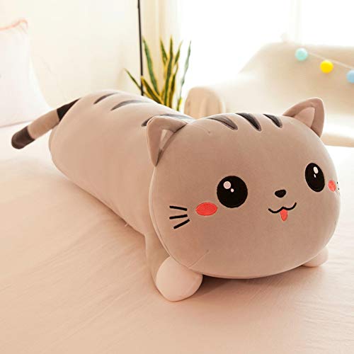 seemehappy Cute Cartoon Cat Soft Plush Long Throw Pillow Lifelike Animal  Pillows Plush Toy Birthday Gift (43 i