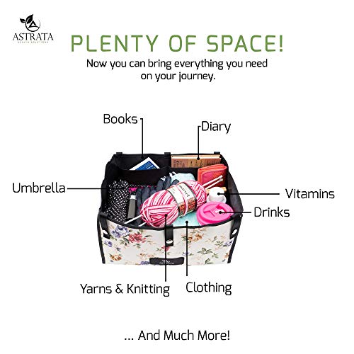 Extra Large Walker Underseat Bag - Rollator Accessories - Under Seat Storage Pouch (Floral)