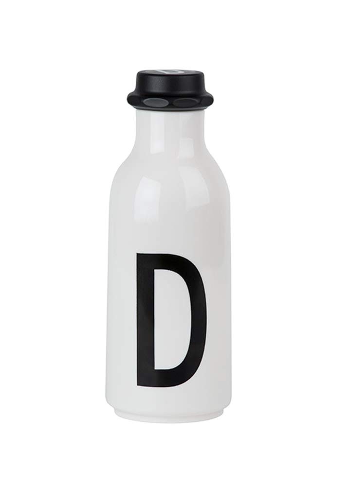 Design Letters Personal Tritan Water Bottle (D) - 500ml BPA-free and BPS-free Leak-proof Tritan Drinking Bottle in Nordic Design for Adult, Kids, Outdoor, Office, Sports, School, Available from A-Z