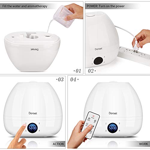 Ultrasonic Humidifier- 6L Large Capacity Whisper-Quiet Operation, Intelligent Constant Temperature with Remote Control Purification and Night Light