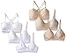 Barely There Women's Custom Flex Fit Wirefree Bra Bundle 4085, 4546 X741, White/Soft Taupe, Large (Pack of 6)