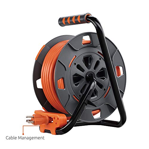 Link2Home 60 Ft. Retractable Extension Cord Reel With 4 Outlets & Heavy