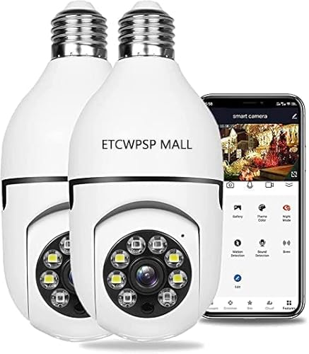 Light Bulb Camera WiFi Outdoor, 1080P Smart Light Bulb Camera