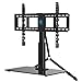 HUANUO Universal Tabletop TV Stand Holder for 32 to 60 Inch Flat Screen Television with 70 Degrees Swivel, 4 Height Adjustments, Anti-Tip Strap, Tempered Glass Base, VESA up to 600x400, Black