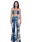 Sedrinuo Women's New 2 Piece Strapless Printed Pants Jumpsuit