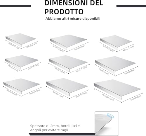 Stainless Steel Chopping Board, Kitchen Worktop, Durable and Hygienic Worktop Extraspessor 2 mm, Kitchen Kneading Board for Bar for Restaurant (50 x 40 cm)