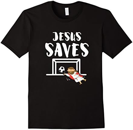 Mens Jesus Saves - Soccer - Goalie - Funny Jesus Shirt XL Black