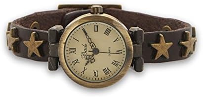 Bade Leather Fashion Watch With Star Studs Analog Quartz Cream Dial Women's Watch